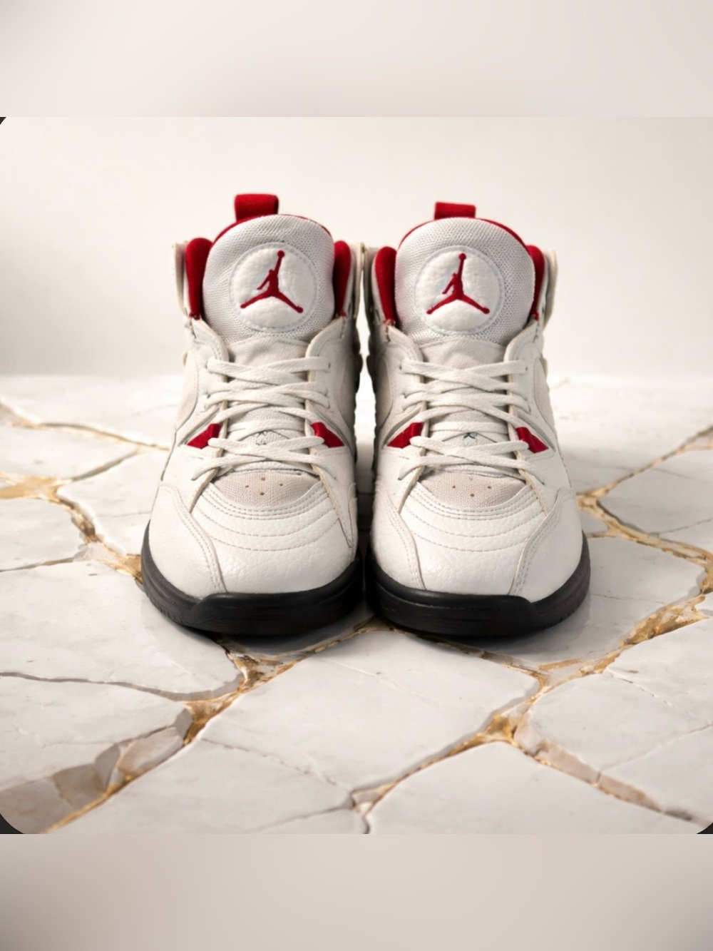 Jordan Kids White and Red Retro Basketball Sneakers